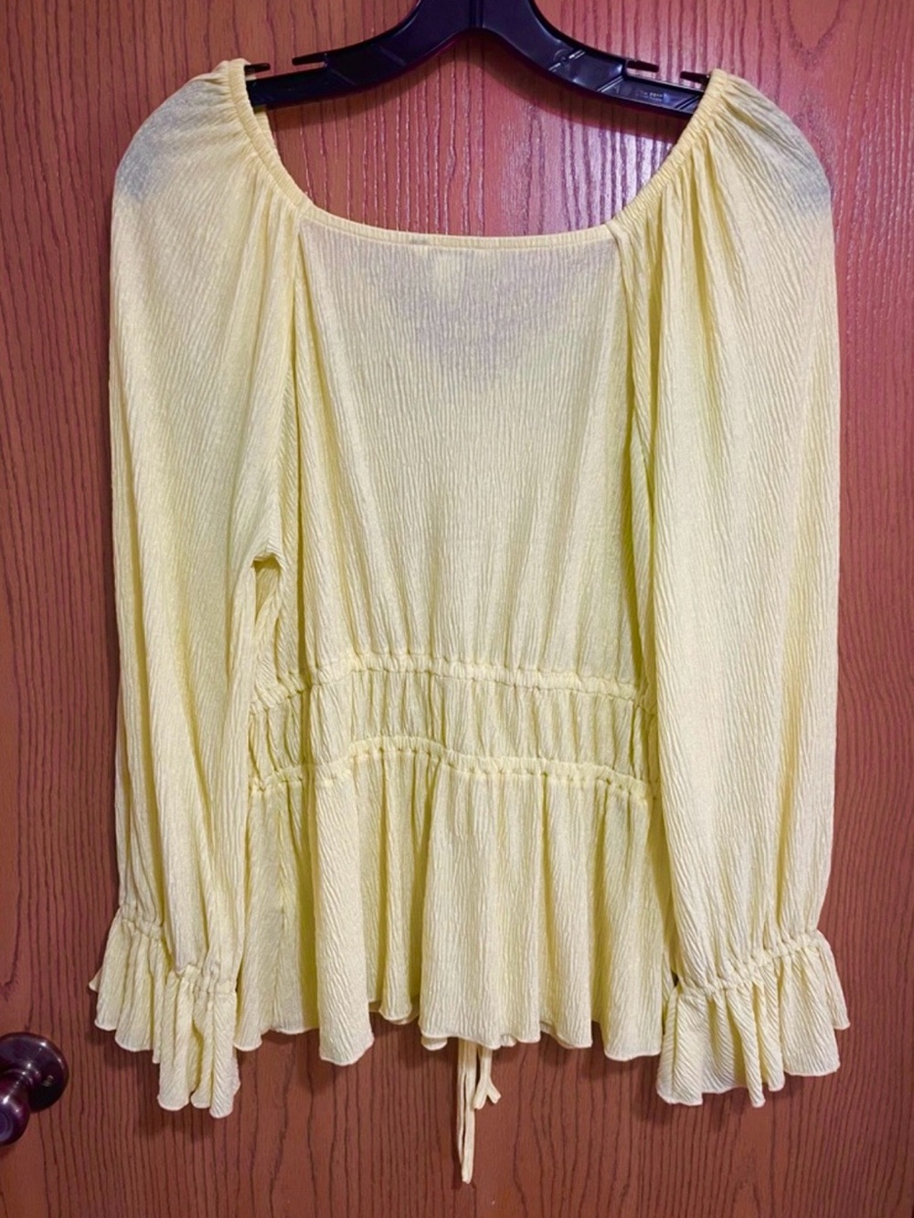 EUC Cato Blouse in Yellow with Double Drawstring Waist and V-Neck - Picture 2 of 7
